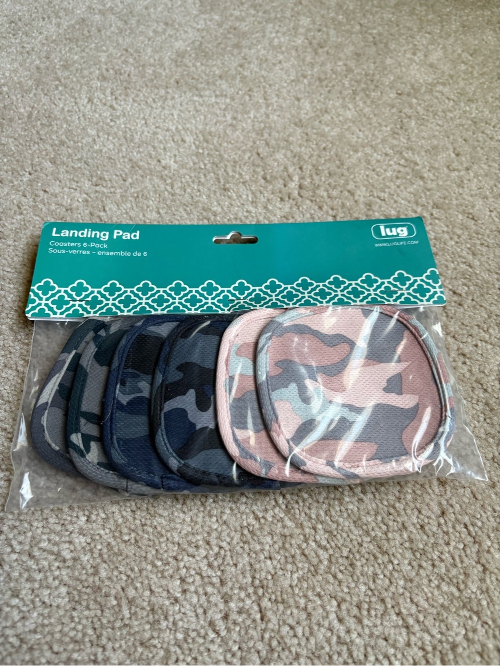 Lug Landing Pad 6-Pack Coasters-Camo Print-NWT